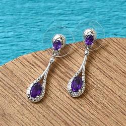 Shop LC Stylish Drop Dangle Earrings Oval Amethyst Fashion Costume Prom Purple Jewelry for Women Mothers Day Gifts Costume Prom Purple Jewelry Cttw 1