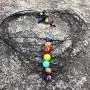 W WOOGGE Womens 7 Pack of Single Gemstones Choker Necklace 7 Chakra Crystals Beads Yoga Reiki Healing Energy Balancing Collar Necklace for Girls