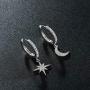 WeimanJewelry Cubic Zirconia CZ Moon Star Dangle Hoop Earrings for Women