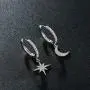 WeimanJewelry Cubic Zirconia CZ Moon Star Dangle Hoop Earrings for Women WeimanJewelry Cubic Zirconia CZ Moon Star Dangle Hoop Earrings for Women