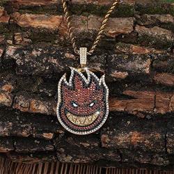 KMASAL Jewelry Hip Hop Iced Out Small Fireman Pendant Chain Pave Colorful CZ Diamond Stone 18K Gold Plated Necklace with 24 Inch Stainless Rope Chain for Men Women