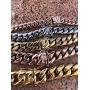 Mens Miami Cuban Link Chain 14k 18k Yellow Gold White Or Rose Gold Plated Stainless Steel 8-18mm Thick