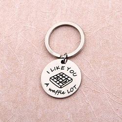 SEIRAA Waffle Keychain I Love You A Waffle Lot Jewelry Valentines Day for Boyfriend Girlfriend Husband Wife