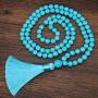 JAYUMO 8mm Mala Beads Necklace Natural Stone Meditation Statement Necklace Hand Knotted Japa Yoga Rosary Prayer Beaded Tassel Necklace