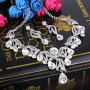 BriLove Womens Bohemian Boho Bridal Crystal Flower Teardrop Enamel Statement Necklace Dangle Earrings Set