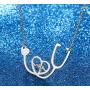 SXNK7 Stainless Steel Nurse Doctor Medical Stethoscope Chain Bijoux Collier EKG Heartbeat Love You Necklaces