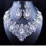 STUNNING CLEAR AUSTRIAN RHINESTONE CRYSTAL NECKLACE EARRINGS SET N12187 SILVER