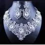 STUNNING CLEAR AUSTRIAN RHINESTONE CRYSTAL NECKLACE EARRINGS SET N12187 SILVER STUNNING CLEAR AUSTRIAN RHINESTONE CRYSTAL NECKLACE EARRINGS SET N12187 SILVER