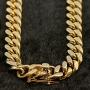 PY Bling Mens Miami Cuban Link Chain Choker 18k Solid Gold Plated Hip Hop Stainless Steel 10mm-14mm Thick Necklace/Bracelet