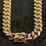 PY Bling Mens Miami Cuban Link Chain Choker 18k Solid Gold Plated Hip Hop Stainless Steel 10mm-14mm Thick Necklace/Bracelet