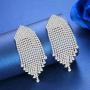 minmin Wedding Long Chandelier Rhinestone Tassel Heart Dangle Drop Earrings for Women Party Jewelry Ladies Gifts