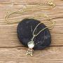 OUCHUANG 14K Yellow Gold Birthstone Cubic Zirconia CZ Boy and Girl Pendant Necklace or Chain for New Year Birthday Jewelry