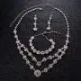 LOYALLOOK Rose Gold Silver Tone Bridal Crystal Bridal Jewelry Set for Women 2-Row Rhinestone Necklace Earrings Bracelet Set Prom Wedding Fashion Jewelry LOYALLOOK Rose Gold Silver Tone Bridal Crystal Bridal Jewelry Set for Women 2-Row Rhinestone Necklace Earrings Bracelet Set Prom Wedding Fashion Jewelry
