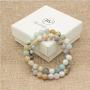 Bivei Natural Gem Semi Precious Reiki Healing Crystals Handmade 8mm Round Beads Stretch Bracelet