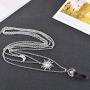 MJartoria Gothic Necklaces Chakra Sun and Moon Charm Pendant Multlayered Alloy Chain Choker Necklace Set Gothic Jewelry