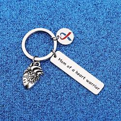 WUSUANED CHD Keychain Mom/Dad of A Heart Warrior Keychain Congenital Defect Awareness Gift for Heart Warrior Mom Dad