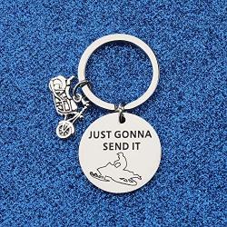 WUSUANED Snowmobiler Gift Just Gonna Send It Snowmobile Keychain Snowmobiling Gift for Riding Lover