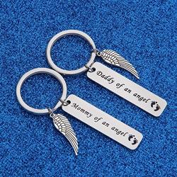 WUSUANED Baby Memorial Keychain Mommy/Daddy of an Angel Miscarriage Jewelry Loss of Child Gift