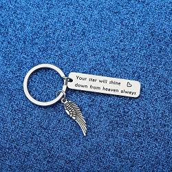 WUSUANED Memorial Gifts Your Star Will Shine Down from Heaven Always Keychain Sympathy Gift in Memory of Loved One Jewelry