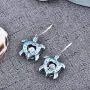 JO WISDOM Blue Fire Opal Dolphins/Turtle/Mermaid Tail Earrings,925 Sterling Silver Dancing Diamond Cubic Zirconia Drop & Dangle Fish Hook Animal Earrings