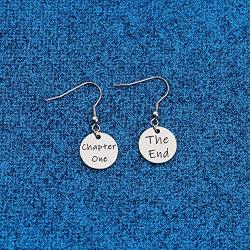 WUSUANED Book Lover Gift Chapter One And The End Earrings Literary Jewelry Bookworm Gift