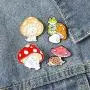 Gillna Cute Enamel Brooch Pins Sets Cartoon Mushroom Brooches Cat Frog Hedgehog Animal Plant Brooch Pin for Backpack Clothes DIY Party Decoration