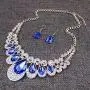 Crystal Glass Water Droplets Large Stones Necklace and Stud Earrings Set for Women