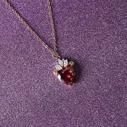 VINJEWELRY Queen of Hearts Evie Costume Necklace Descendants Ruby Red Heart Valentines Day Sweetheart Gift for Her