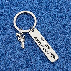 WUSUANED Tombstone Movie Quote Keychain Im Your Huckleberry Western Movie Jewelry Gift for Movie Fan