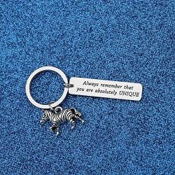 WUSUANED Inspirational Gift Always Remember That You are Absolutely Unique Zebra Keychain Inspirational Jewelry Gift for Zebra Lover